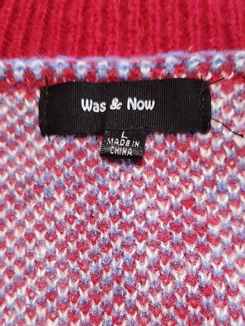 Women’s Was & Now Houndstooth Cardigan Sweater – Size Large | Red, White & Blue - Picture 2 of 10